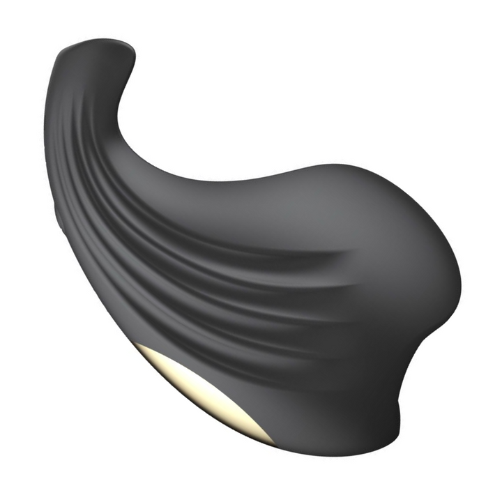side view of black/Gold Glans Masturbator 