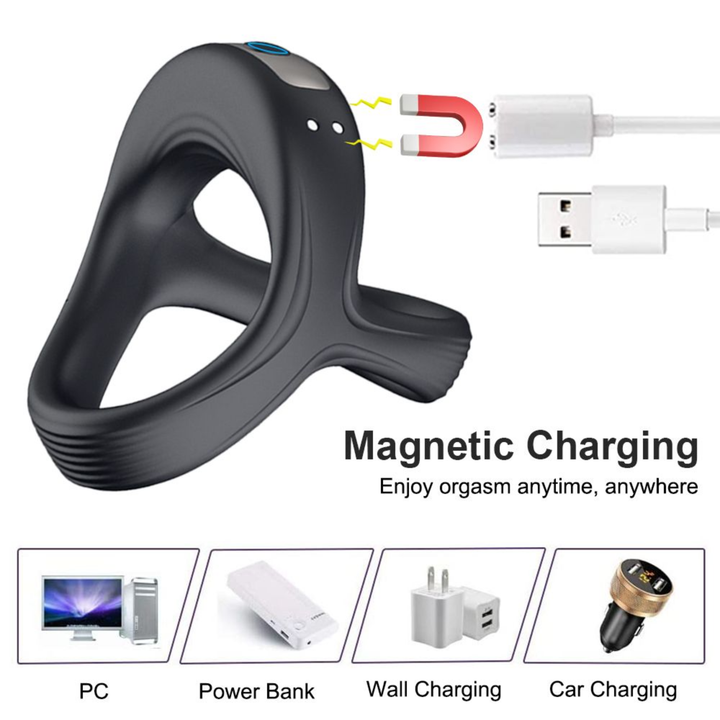 magnetic charging enjoy orgasms anytime and anywhere Vibrating Dual Cock Ring