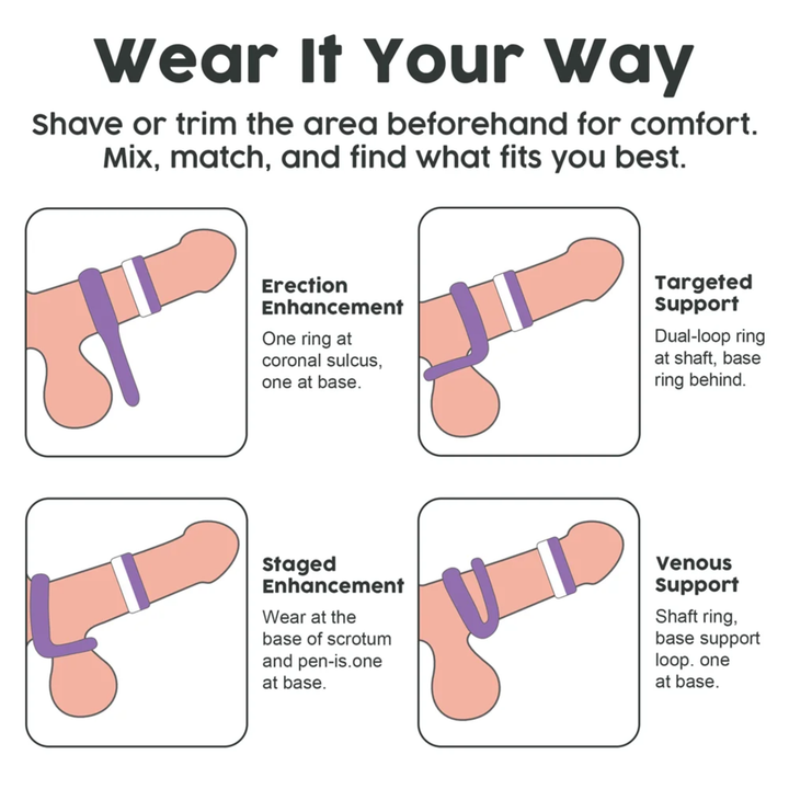 wear it your way Pinnacle Pro Flex Duo Cock Ring 
