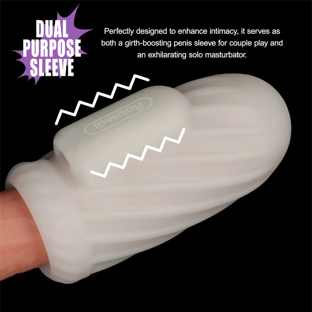 perfectly designed to enhance intimacy, it serves as both a girth-boosting penis sleeve for couples play and an exhilarating solo masturbator 