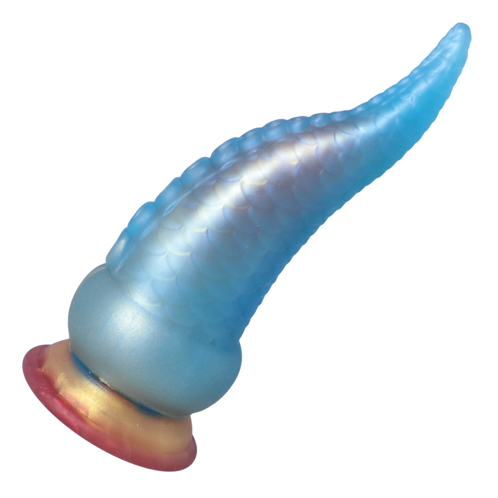view of scales from blue and golden tentacle dildo 