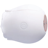 Upright front view of white rose air pulse stimulator with power button.