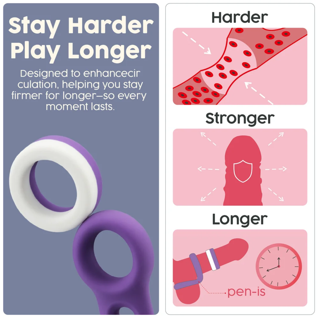 stay harder play longer Pinnacle Pro Flex Duo Cock Ring 