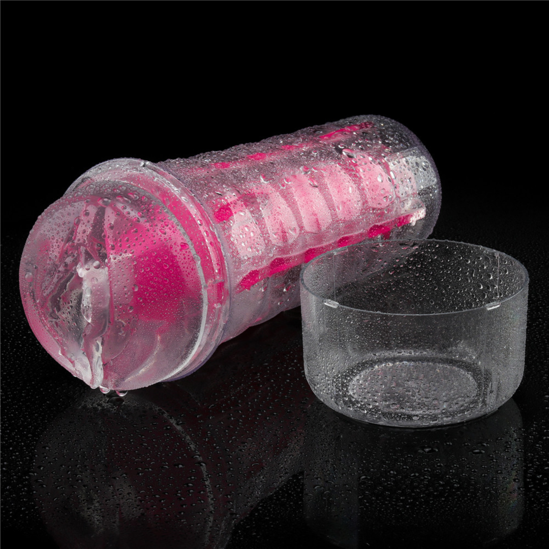 8.5 inch Lumino Play Masturbator with cap seen next to it 