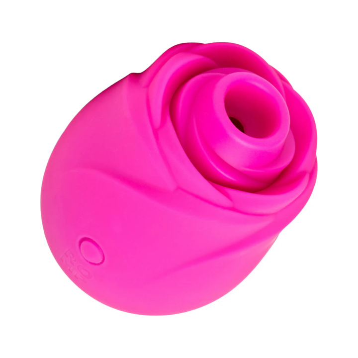 angled side view of Romp Rose 2.0 Rechargeable Silicone Air Clitoral Stimulator