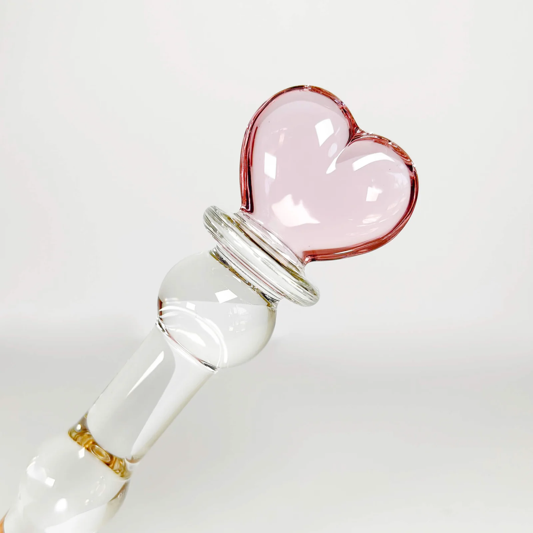 close up of heart-shaped handle from Heart Shape Crystal Massager wand dildo 
