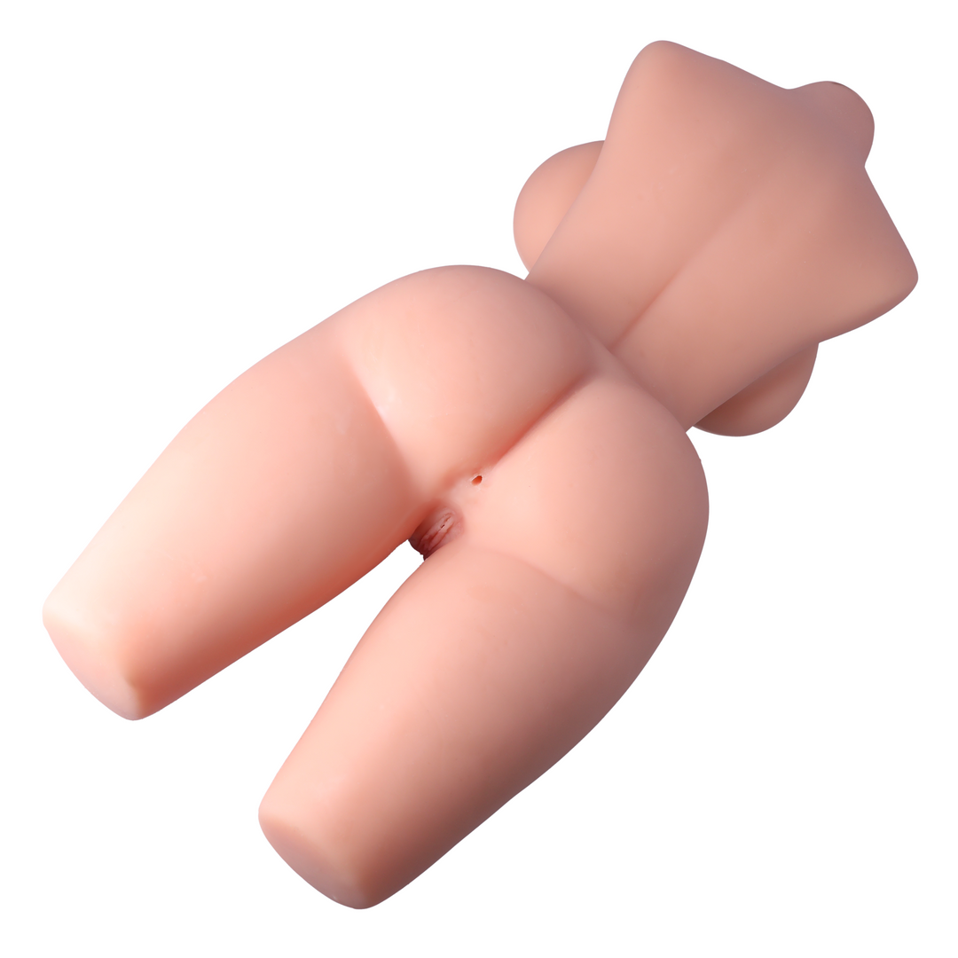birds eye view of butt with anal entry from realistic athletic sex doll in beige 