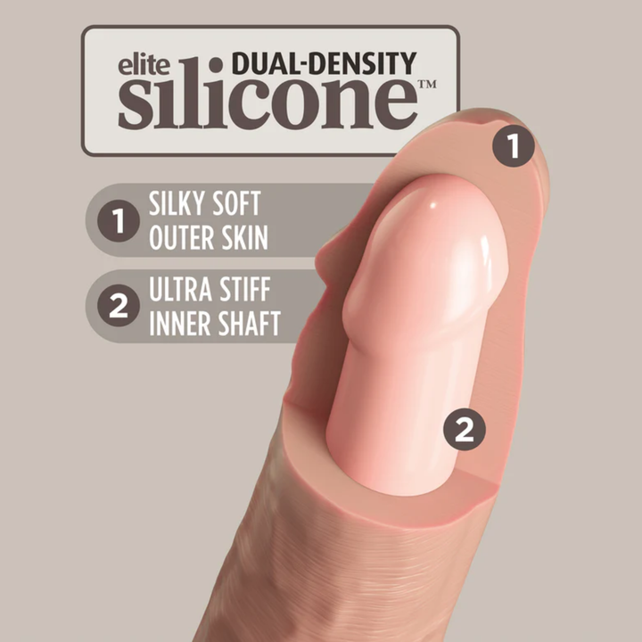 elite dual density silicone dildo from King Cock Deluxe Silicone Body Dock Strap-on Kit with Swinging Crown Jewels and 8 inch Dildo
