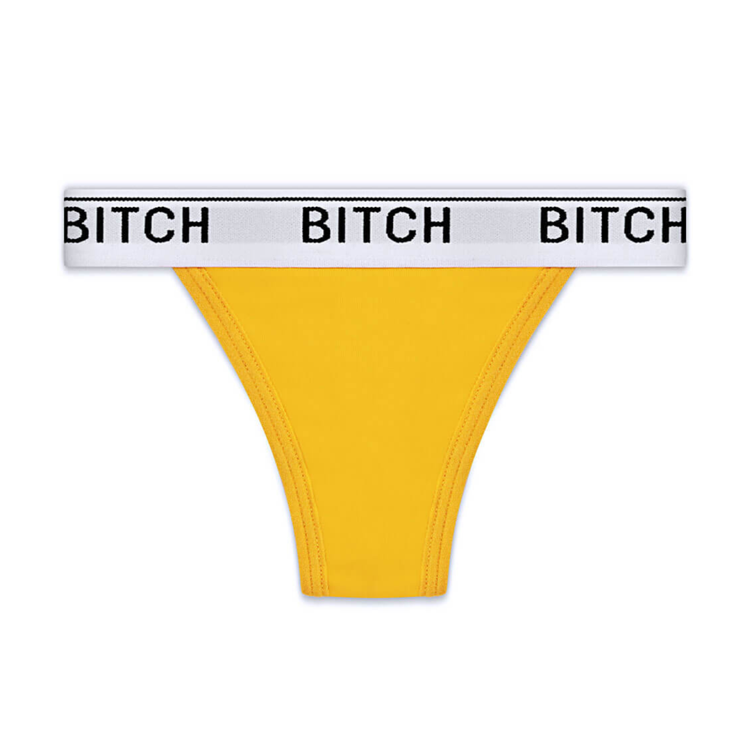 yellow BITCH thong from LoveToy male masturbator realistic sex doll thrust piece Streetgirl's 13 