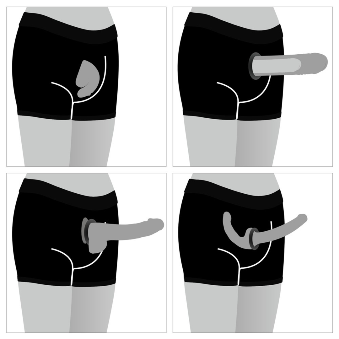 four different ways to use INGEN Chic Strap-On Shorts 