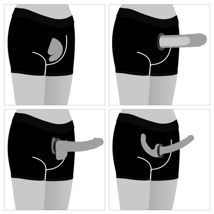 four different ways to use INGEN Chic Strap-On Shorts 