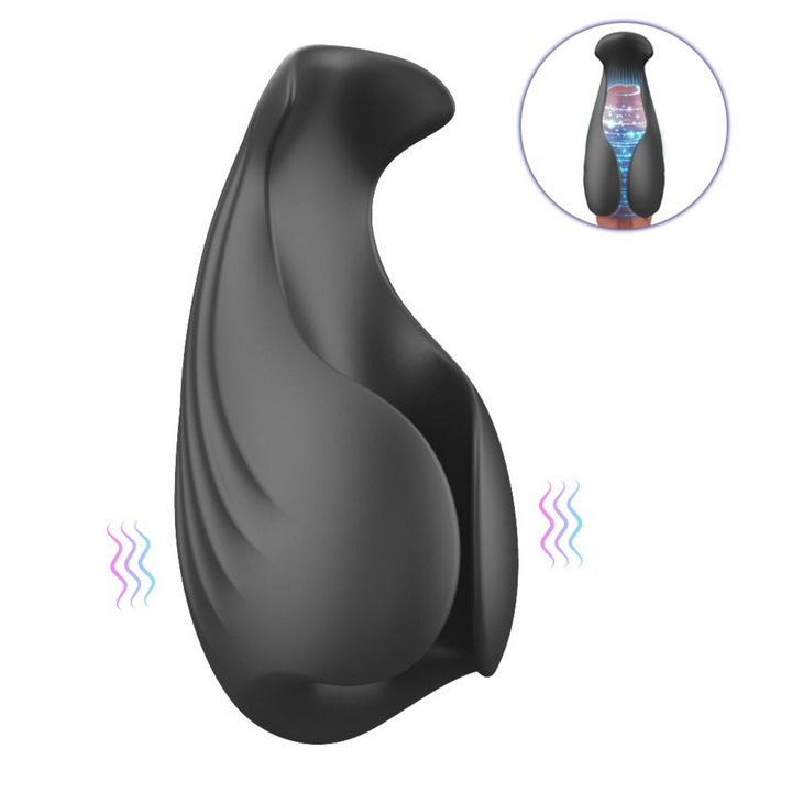 view of Glans Masturbator top view with drawing of penis 