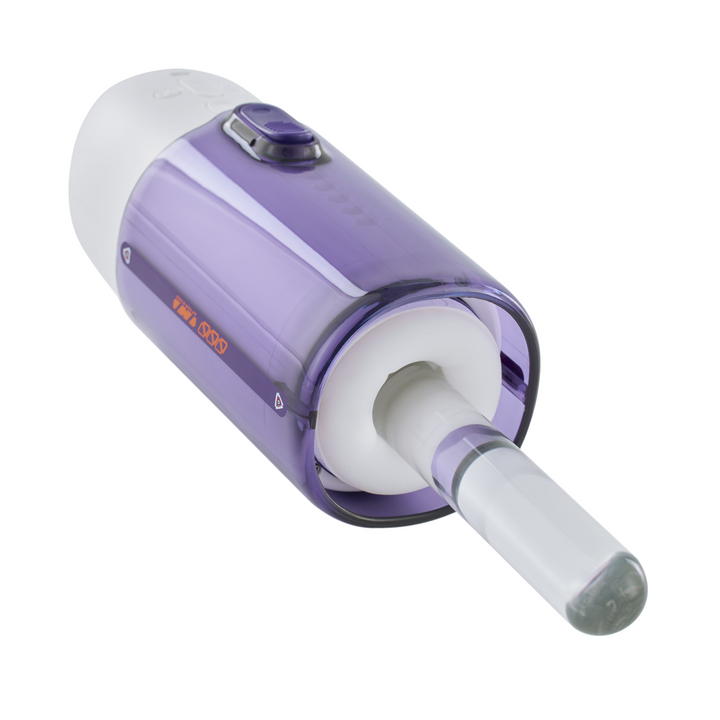 clear glass rod inserted into Super Series Adjustable Length Masturbator