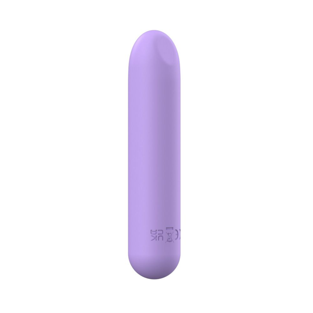 angled backside of purple Vibrating Rechargeable Bullet
