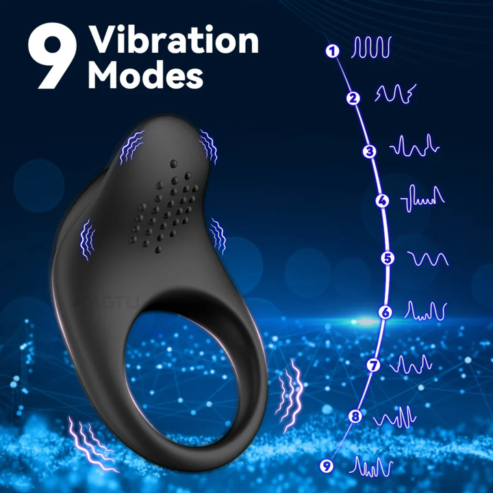 9 vibration modes Silicone Vibrating Teasing Cock Ring 