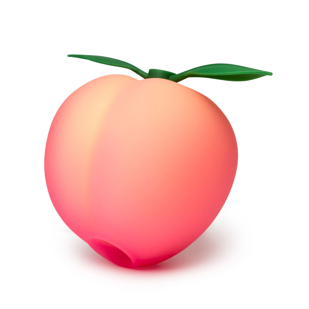 angled side view of ROMP Pink Peach Rechargeable Clitoral Stimulator 