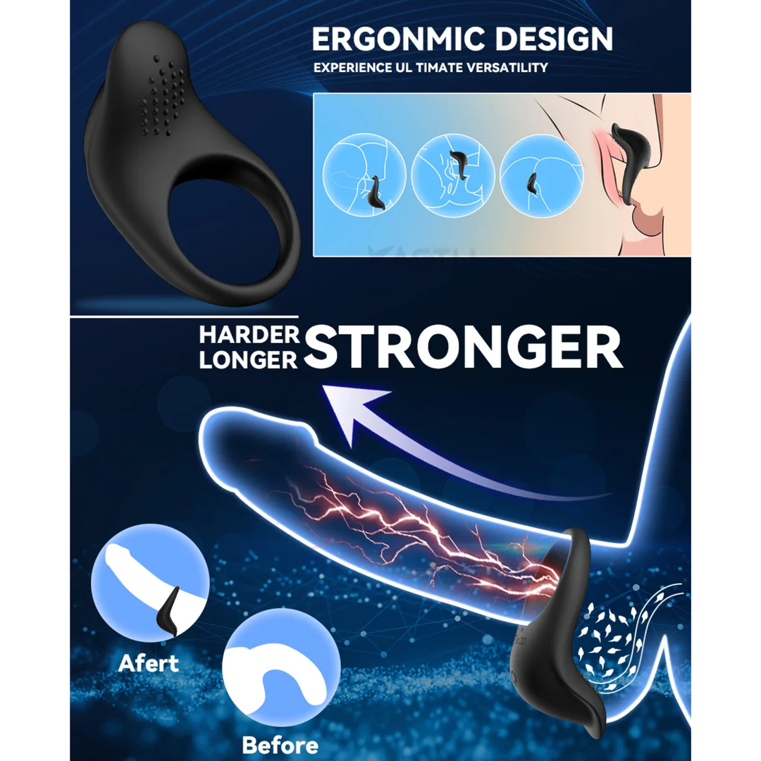 ergonomic design last longer with a harder cock Silicone Vibrating Teasing Cock Ring 
