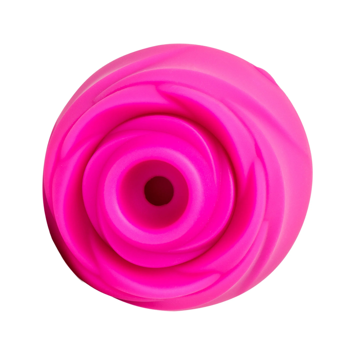 close up of air pulse tip from Romp Rose 2.0 Rechargeable Silicone Air Clitoral Stimulator