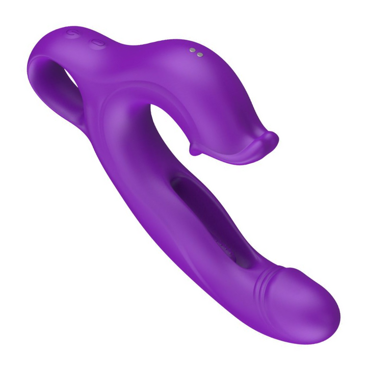 angled top view of charging port from Flapping Vibrator with licking tongue  