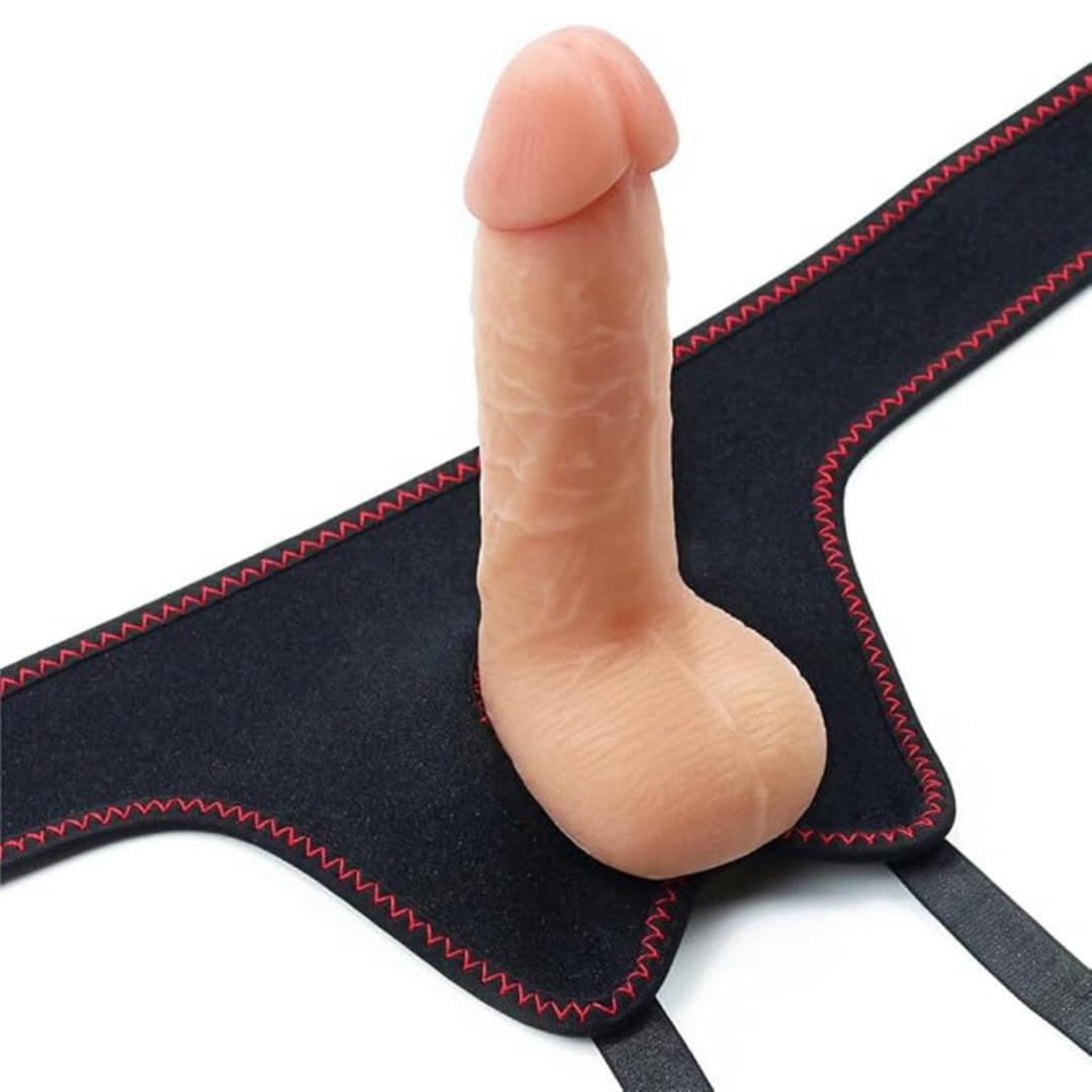 view of raised veins on Easy Strap on Set 7.0 inches on beige dildo 