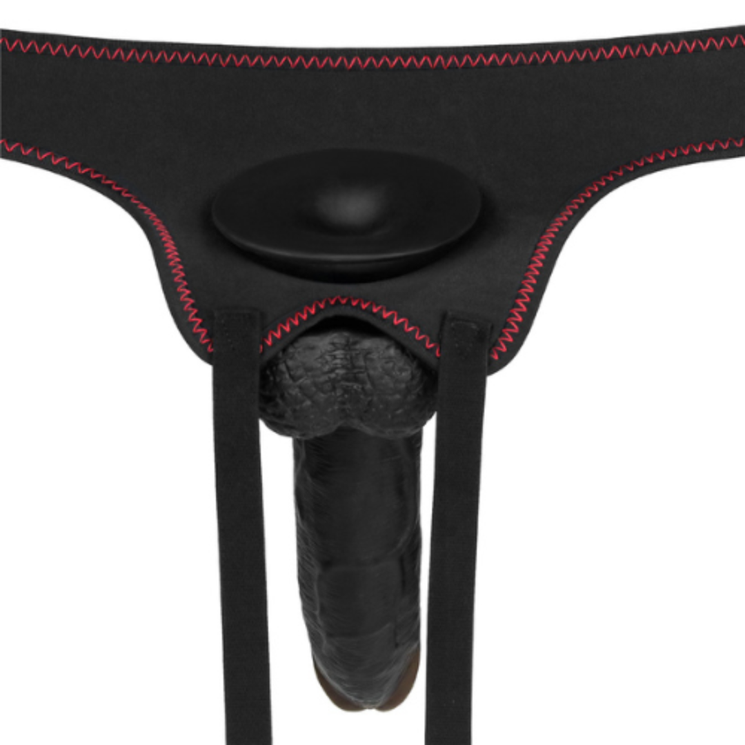 angled backside view of harness with dildo 8.5 Inch Easy Strapon Set