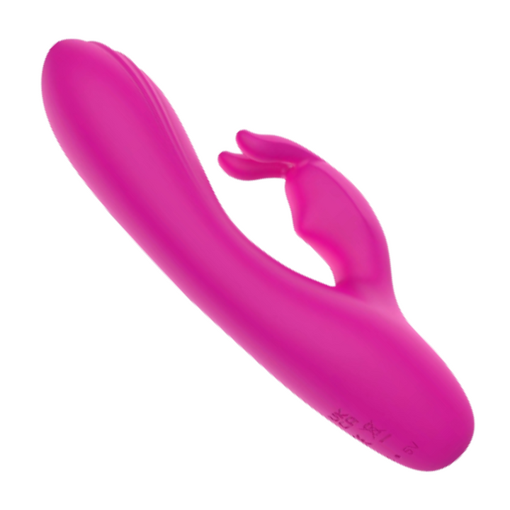 angled bottom view of pink waterproof rabbit vibrator 