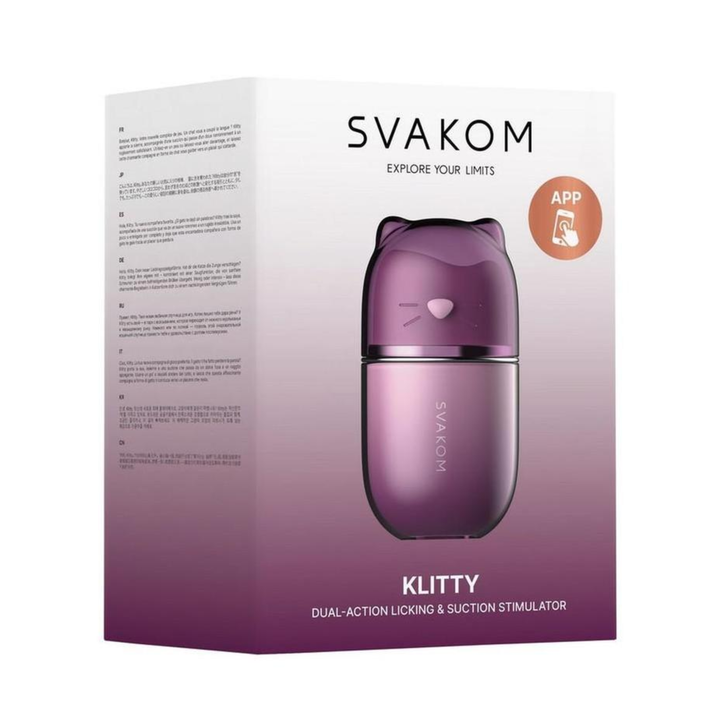 Klitty Silicone Rechargeable Clitoral Stimulator as seen inside of packaging 