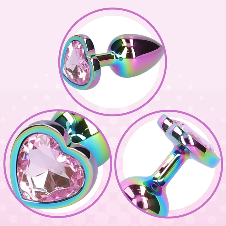 Various angles of rainbow butt plug