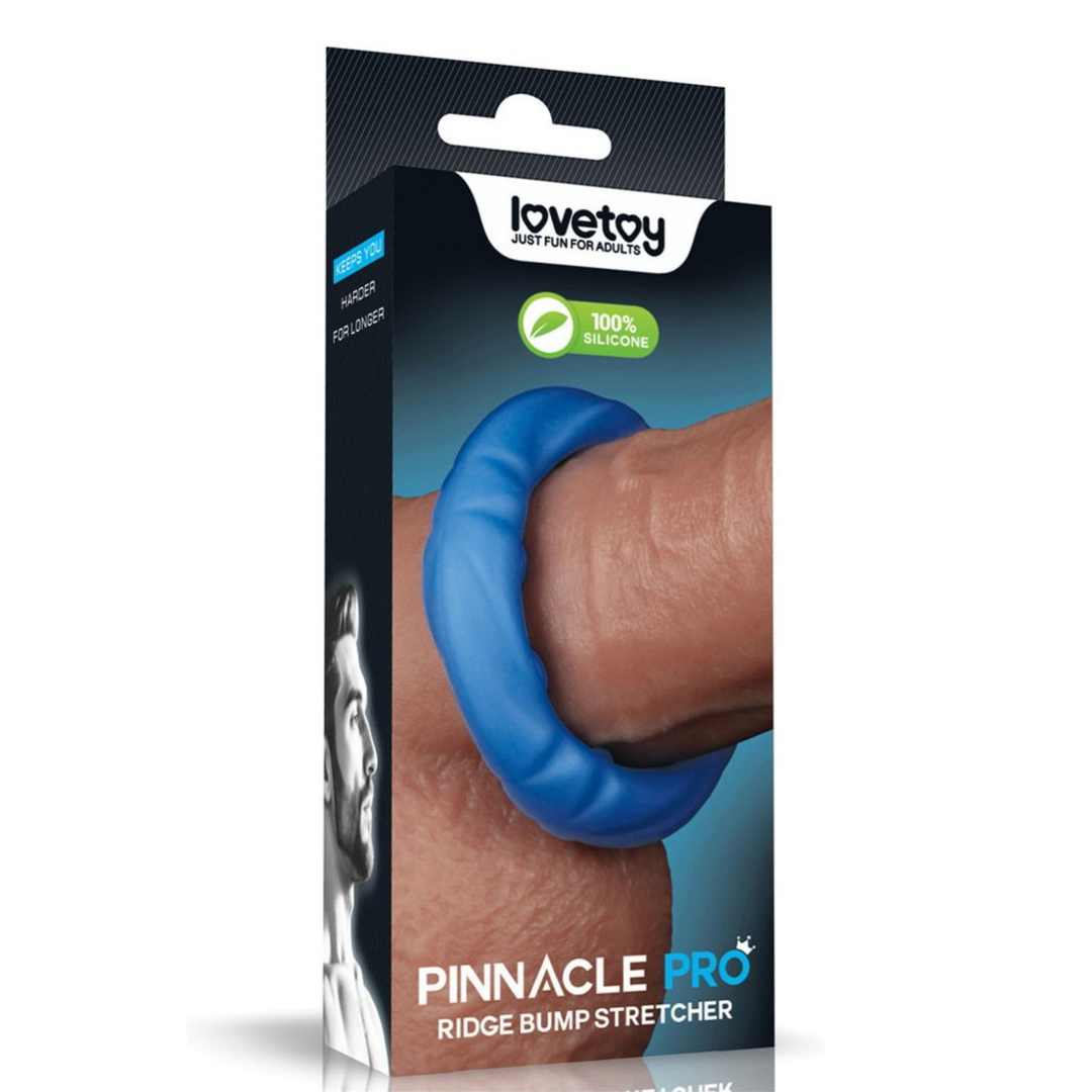 blue Pinnacle Pro Ridge Bump Stretcher as  seen inside of packaging 
