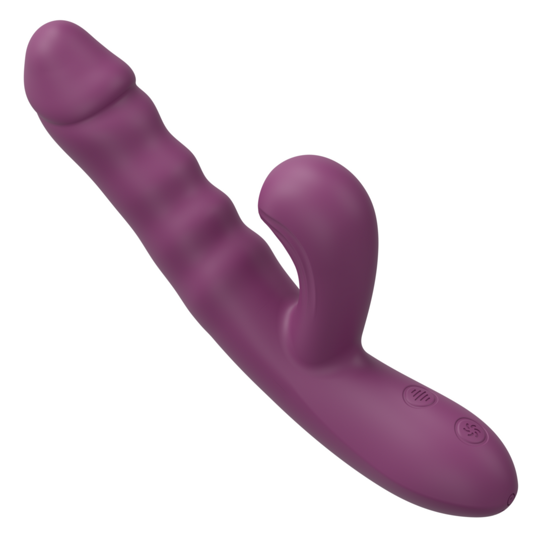 view of entire purple thrusting rabbit with ripples 
