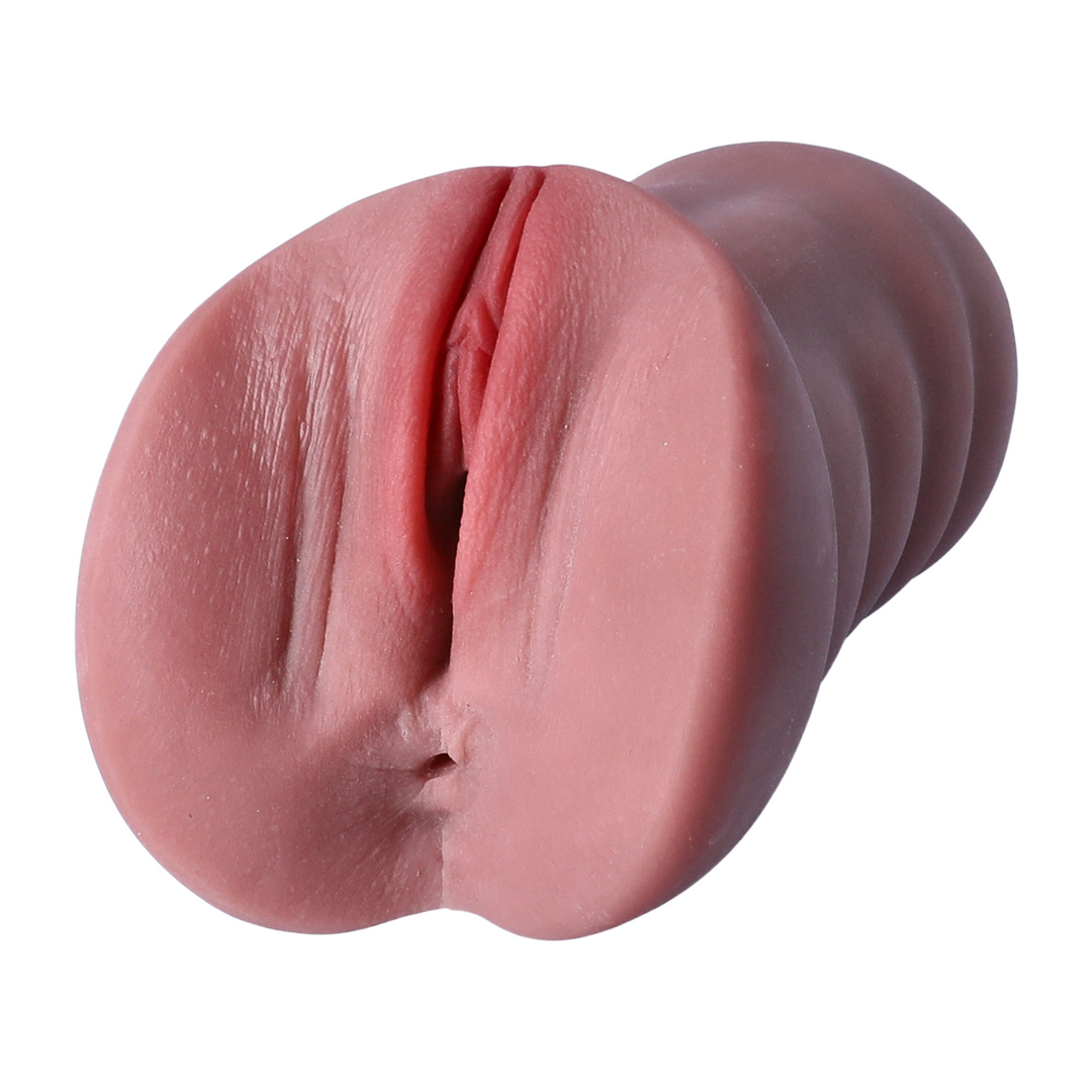 angled view of ultra realistic coffee brown pocket pussy from TooTimid