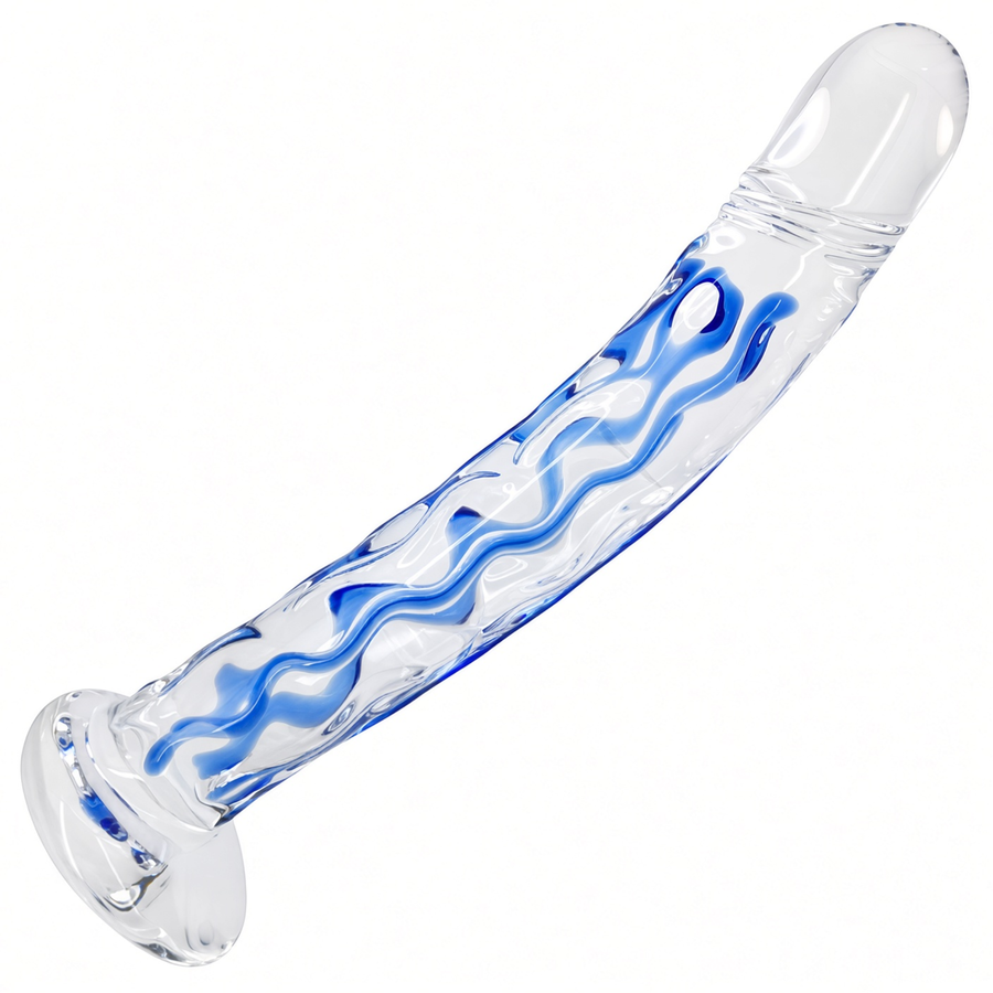 Veined Glass Dildo full product view 
