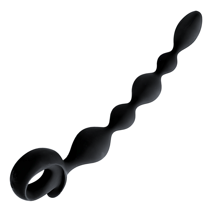 angled top side view X-Long Vibrating Anal Beads 