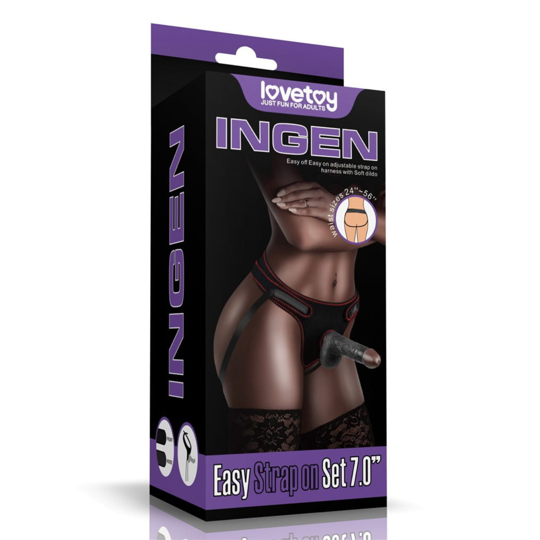 black Easy Strap on Set 7.0 inches as seen inside of packaging 