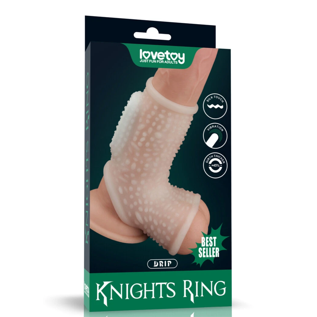 Bumpy Knights Ring Scrotum Sleeve as seen inside of packaging 