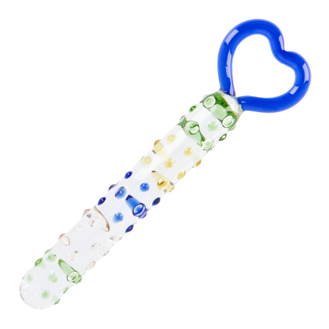 birds eye view of Crystal Glass Dildo With Heart Handle 