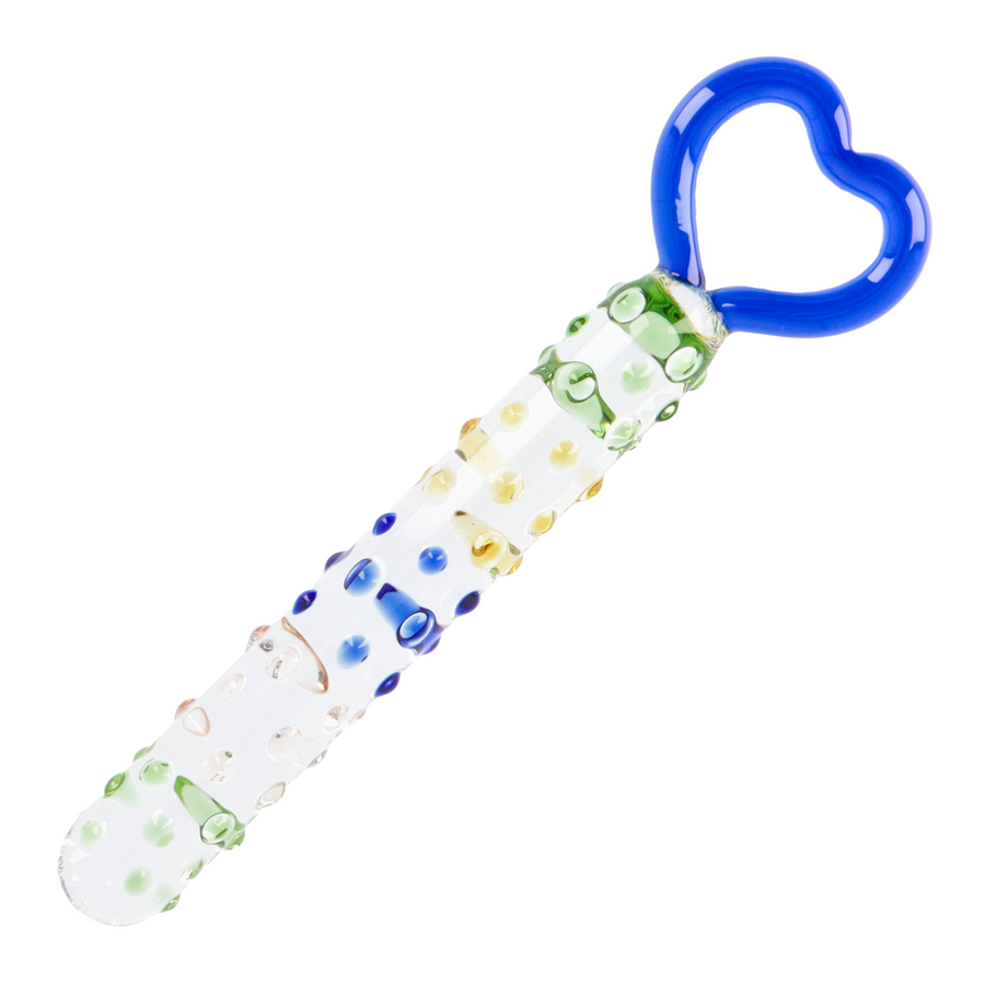 birds eye view of Crystal Glass Dildo With Heart Handle 