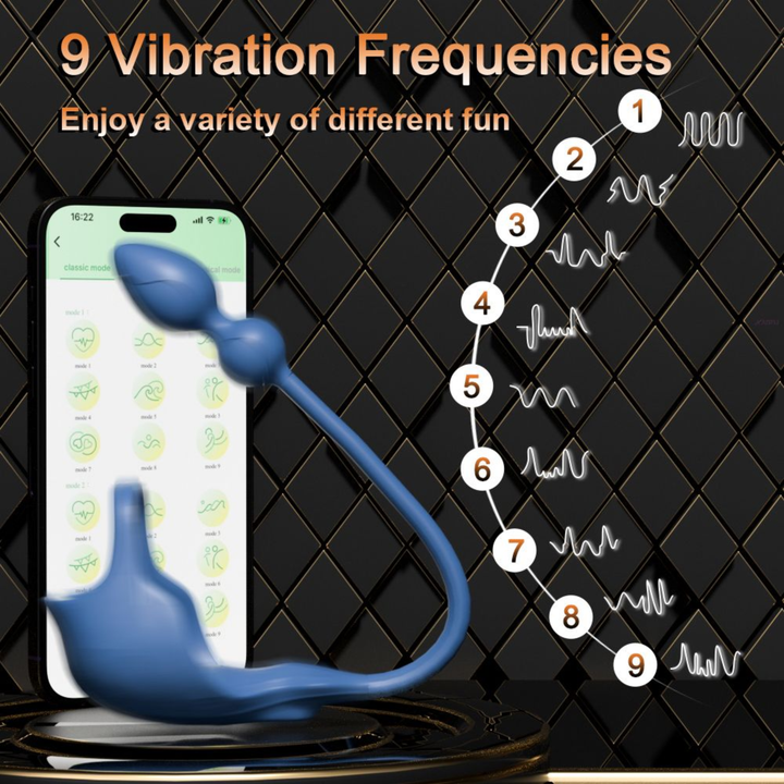 9 vibration frequencies enjoy a variety of sensations Cock Ring with Ball Cage and Anal Plug