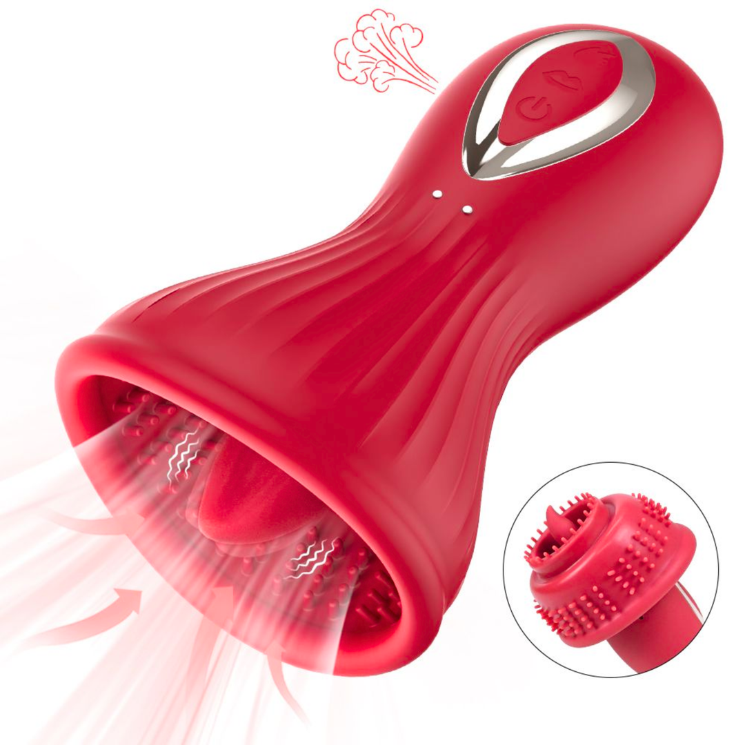 Velour Kiss Clitoral Stimulator functions with closeup on bottom right corner 