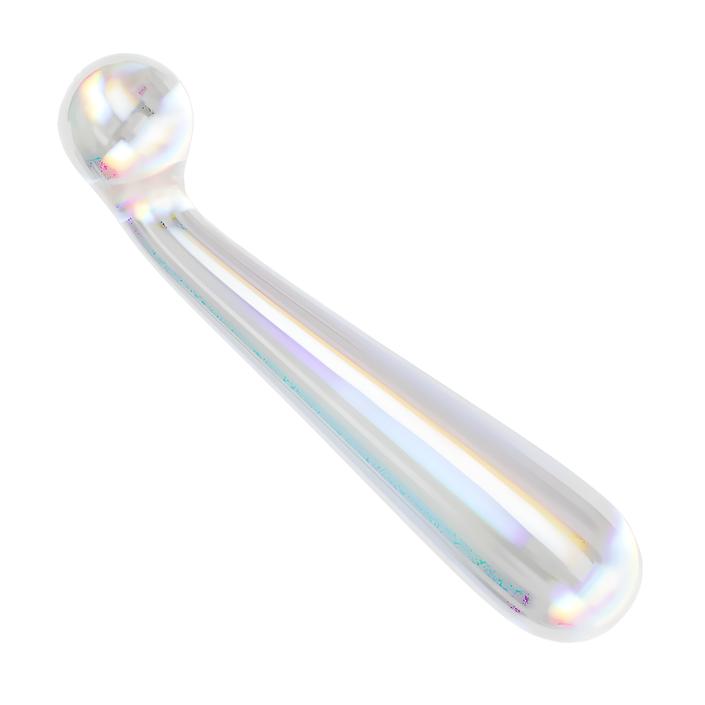 Lovetoy Twilight Gleam Alluring Arc Double Ended Glass Dildo white background 