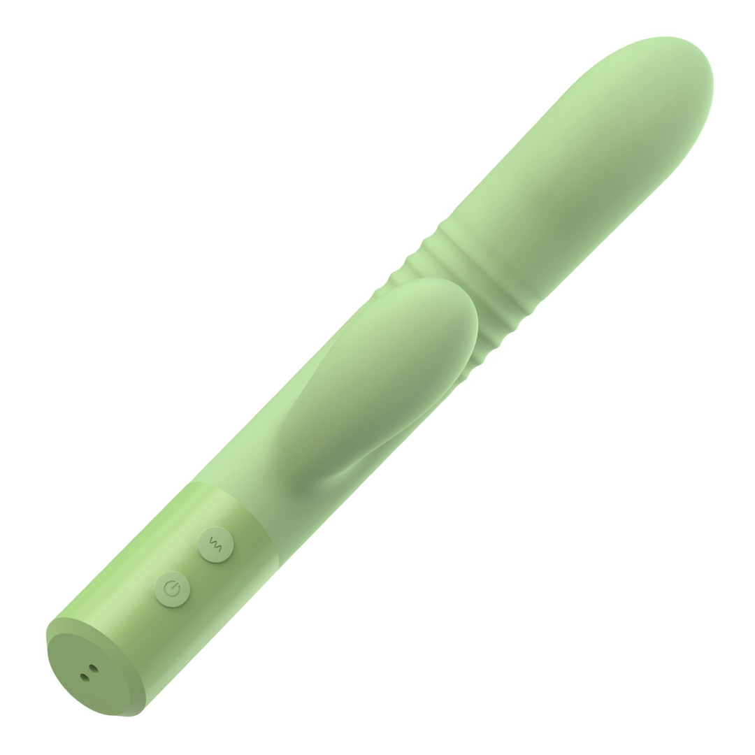 view of clit stimulator from Telescopic Thrusting Silicone Rabbit Vibrator 