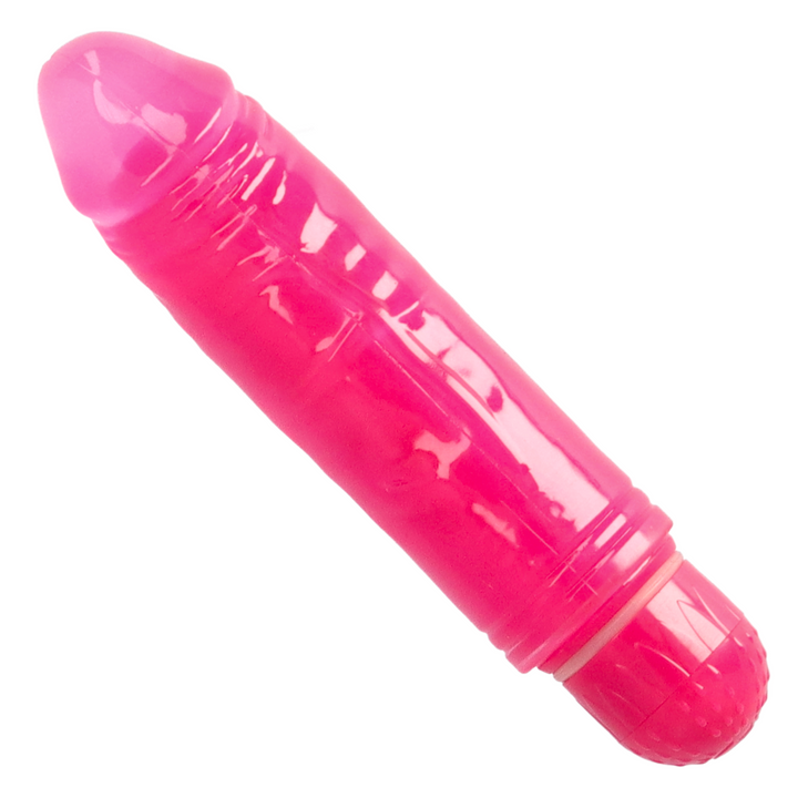 mini vibrating dildo from TopCat adult toys  - pink from top view 