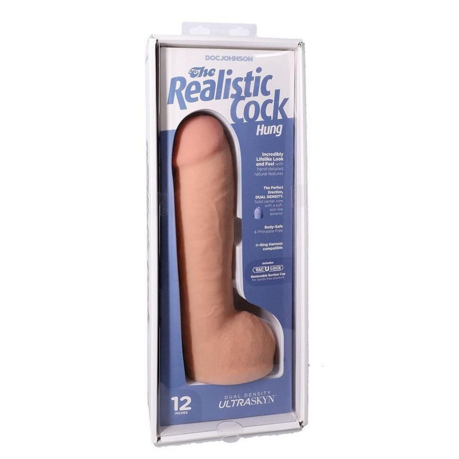 Doc johnson 12 Inch Realistic Cock with Balls Ultraskyn Hung Dildo inside packaging 