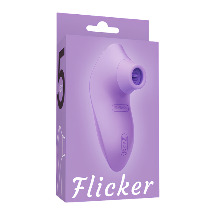 Flicker Rechargeable Clitoral Stimulator as seen inside of packaging 