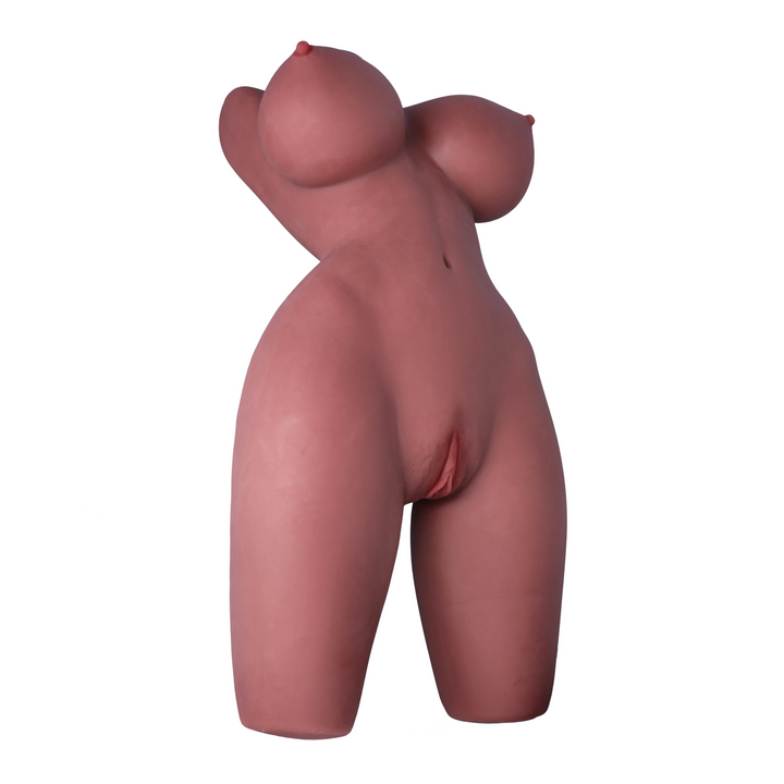 angled side view of brown Large Breasted Realistic Sex Doll 