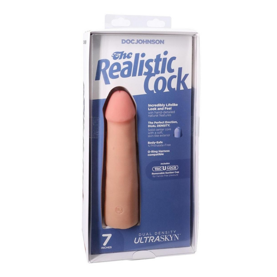 7 Inch Realistic Cock Ultraskyn Dildo as seen inside packaging 