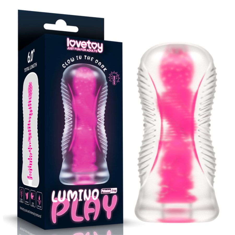 Lumino Play Male Masturbator as seen next to packaging 