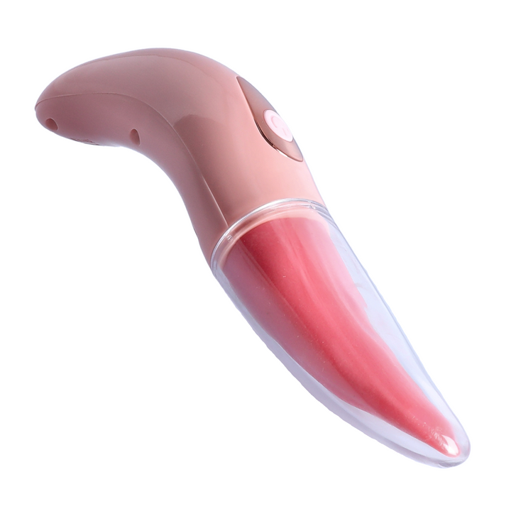 Pink Rechargeable Licking Tongue with cap on 
