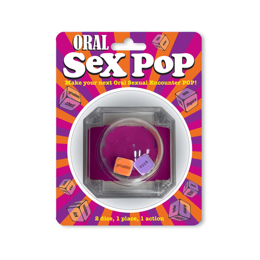 frontside of Oral Sex Pop Dice Game packaging 