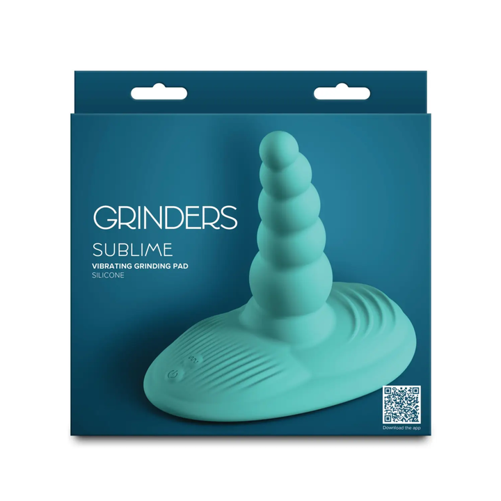 Grinders Sublime App-Controlled Vibrating Grinder Pad with Beaded Shaft as seen inside of packaging 